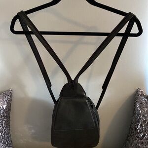 Tignanello Black Genuine Leather Convertible Backpack